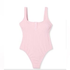 NWOT Stoney Clover x Target Ribbed High Cut Pink One Piece Swimsuit Sz M